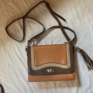 Three Tone Brown Bag with Crossbody Capibility